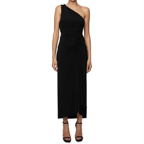 NWT ALC Caroline Midi Dress One Shoulder Black Size Large - Picture 1 of 8